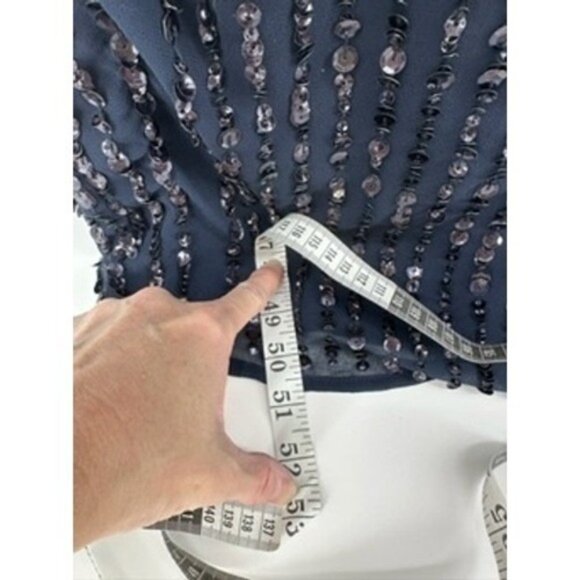 Mac Duggal Navy Blue Sequin Beaded Sleeveless Formal Gown Dress Size 8 - Picture 7 of 14